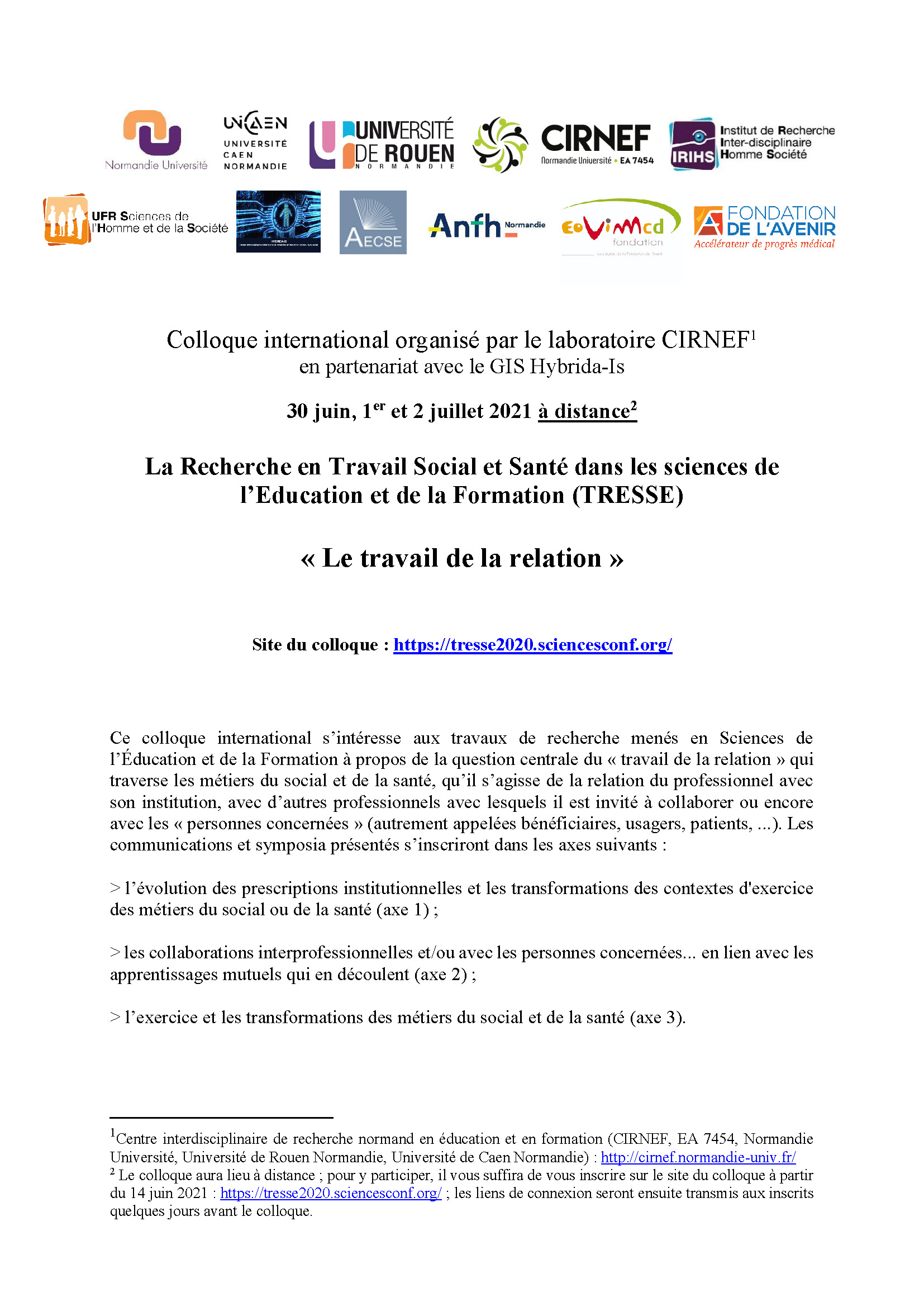 colloque TRESSE 2021